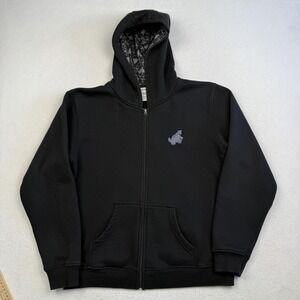 Pokemon Center Hoodie Mens Small Black Full Zip Team Magma Graphic Back Logo